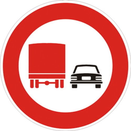 Segnale cartello stradale disco d.60 divieto di sorpasso per i veicoli di massa a pieno carico superiore a 3,5 tonnellate figuraii 52 art.117 classe 1