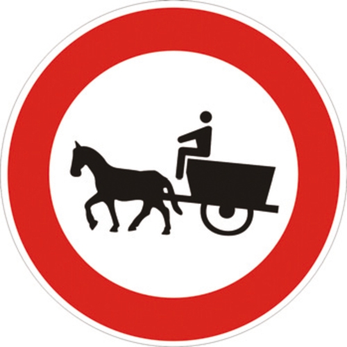 Segnale in lamiera cartello stradale disco d.60 transito vietato ai veicoli a trazione animale figura ii 53 art.117 classe 1