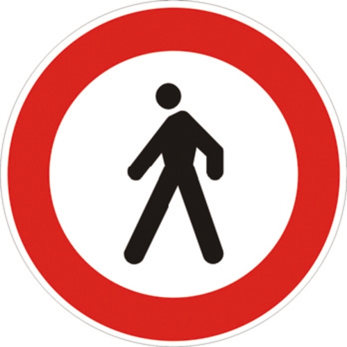 Segnale in lamiera cartello stradale disco d.60 transito vietato ai pedoni figura ii 54 art.117 classe 1