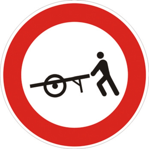 Segnale in lamiera cartello stradale disco d.60 transito vietato ai veicoli a braccia figura ii 57 art.117 classe 1