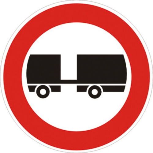 Segnale in lamiera cartello stradale disco d.60 transito vietato ai veicoli a motore trainanti un rimorchio figura ii 61 art.117 classe 1