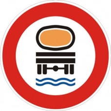 Segnale in lamiera cartello stradale disco d.60 transito vietato ai veicoli che trasportano prodotti suscettibili di contaminare l’acqua classe 1