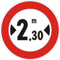Segnale in lamiera cartello stradale disco d.60 transito vietato ai veicoli aventi larghezza superiore a… metri figura ii 65 art.118 classe 1