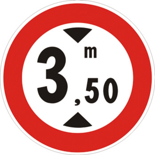 Segnale in lamiera cartello stradale disco d.60 transito vietato ai veicoli aventi altezza superiore a… metri figura ii 66 art.118 classe 1