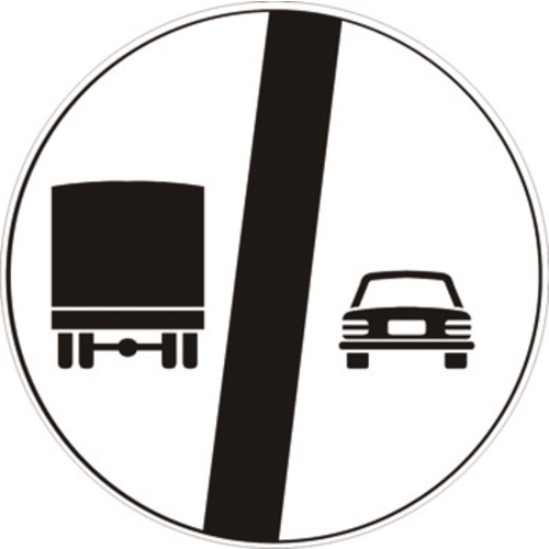 Segnale in lamiera cartello stradale disco d.60  fine del divieto di sorpasso per i veicoli di massa a pieno carico superiore a 3,5 tonnellate cl1