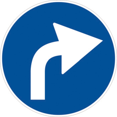 Segnale in lamiera cartello stradale disco d.60 preavviso di direzione obbligatoria a destra figura ii 80/d art.122 classe 1