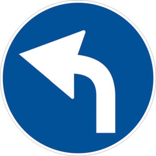 Segnale in lamiera cartello stradale disco d.60 preavviso di direzione obbligatoria a sinistra figura ii 80/e art.122 classe 1