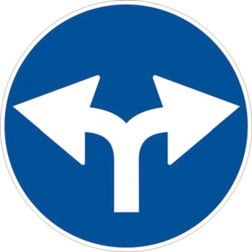 Segnale in lamiera cartello stradale disco d.60 direzioni consentite destra e sinistra figura ii 81/a art.122 classe 1