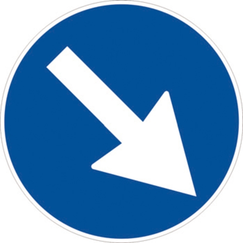 Segnale in lamiera cartello stradale disco d.60 passaggio obbligatorio a destra figura ii 82/b art.122 classe 1