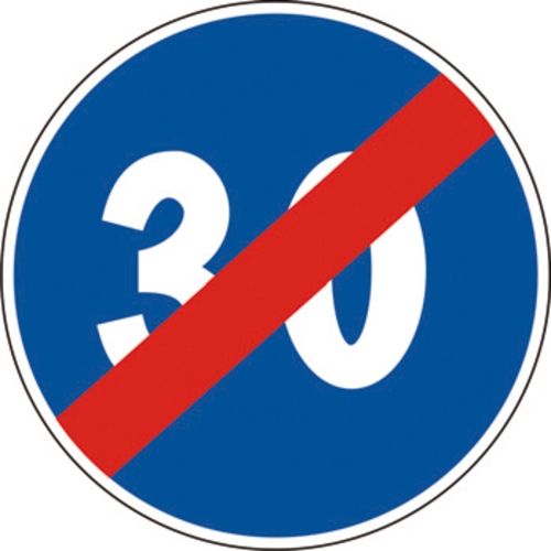 Segnale in lamiera cartello stradale disco d.60 fine del limite minimo di velocità figura ii 86 art.122 classe 1