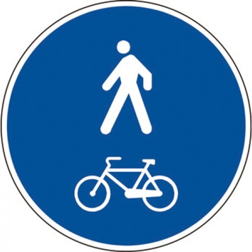 Segnale in lamiera cartello stradale disco d.60 percorso pedonale e ciclabile figura ii 92/b art.122 classe 1